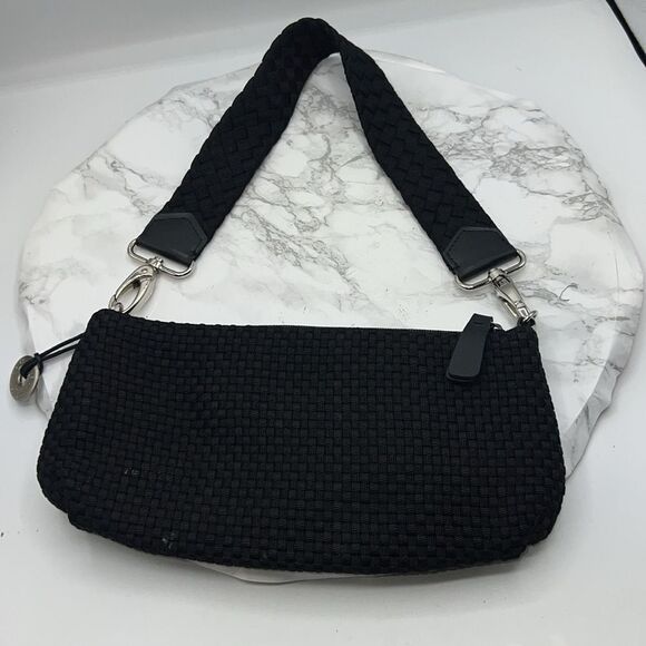 THE SAK Black Woven Knit Convertible Clutch Wristlet Small Bag - Picture 2 of 8